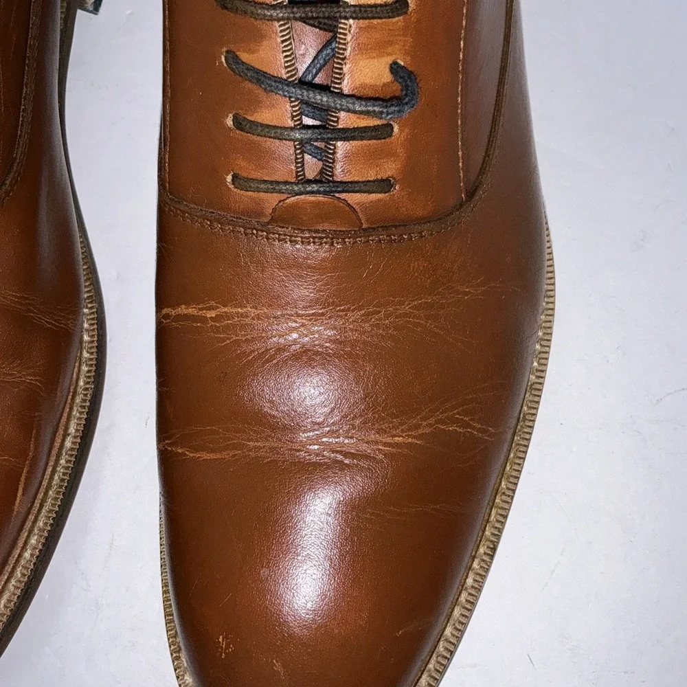 Aston Grey Dress Shoes Mens 10 Oxford Brown Leather Round Toe Lace‎ Up Casual